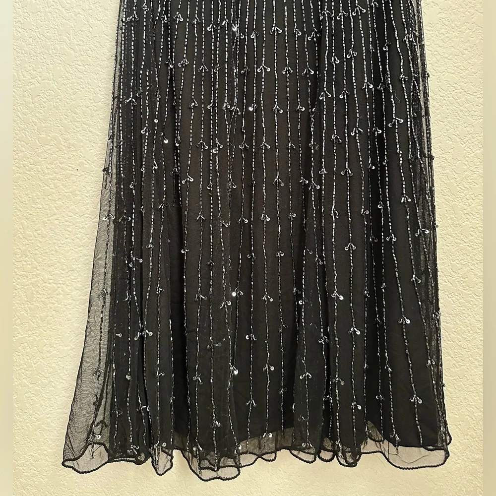 Vintage Pisarro Nights Charcoal Sequin Formal Dress with 3/4 Sleeves Size 4 - Picture 3 of 8